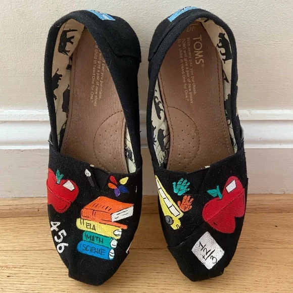 Toms Shoes Handpainted Canvas Teacher Toms Poshmark